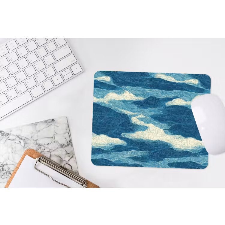 Golven - Abstract - Patroon - Blauw - Wit muismat rubber klein 262 -witbureau