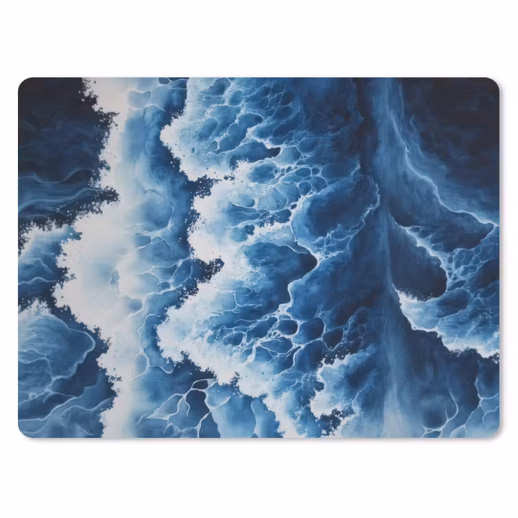 Golven - Blauw - Schuim muismat rubber klein -3d