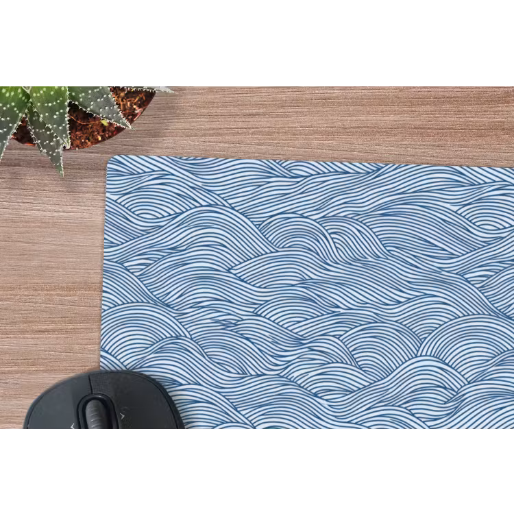 Golven - Ritmisch - Blauw muismat rubber klein 262 -closeup