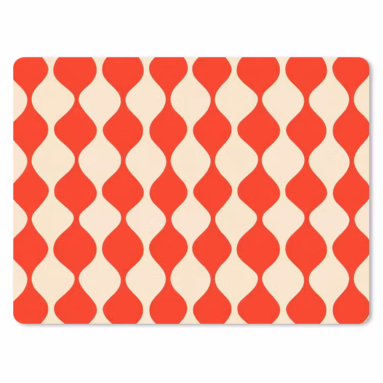 Golvend patroon - Retro - Rood - Beige muismat rubber klein 262 -3d