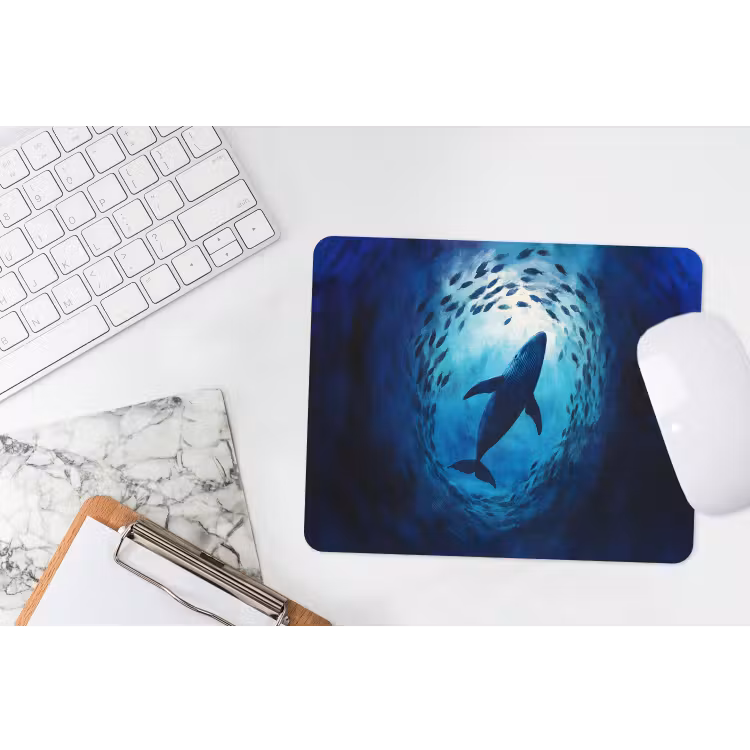 Walvis - Vissen - Donkerblauw muismat rubber klein -witbureau