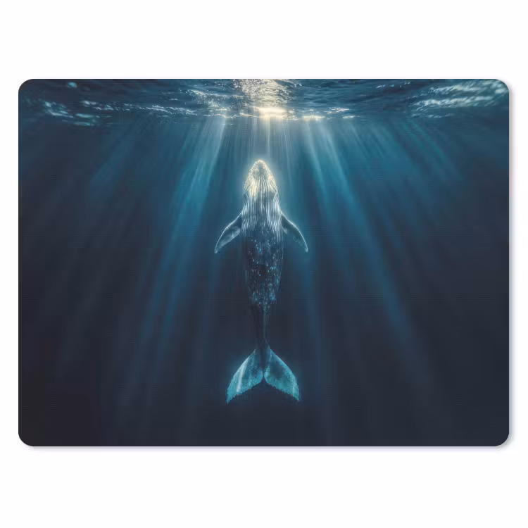 Walvis - Water - Zonnestralen - Blauw muismat rubber klein -3d
