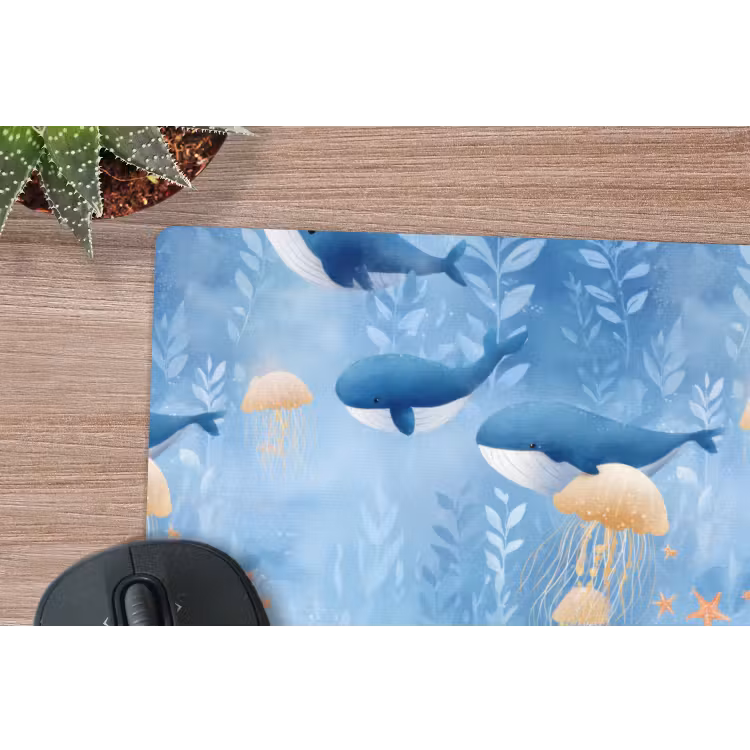 Walvissen - Oceaan - Blauw muismat rubber klein 262 -closeup