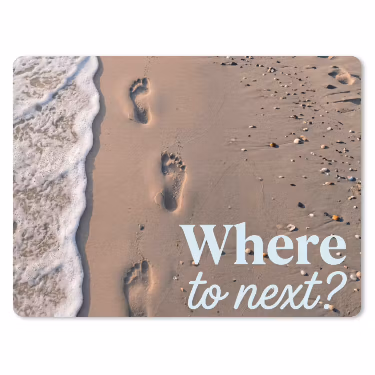 Where to next - Strand - Voetstappen muismat rubber klein -3d