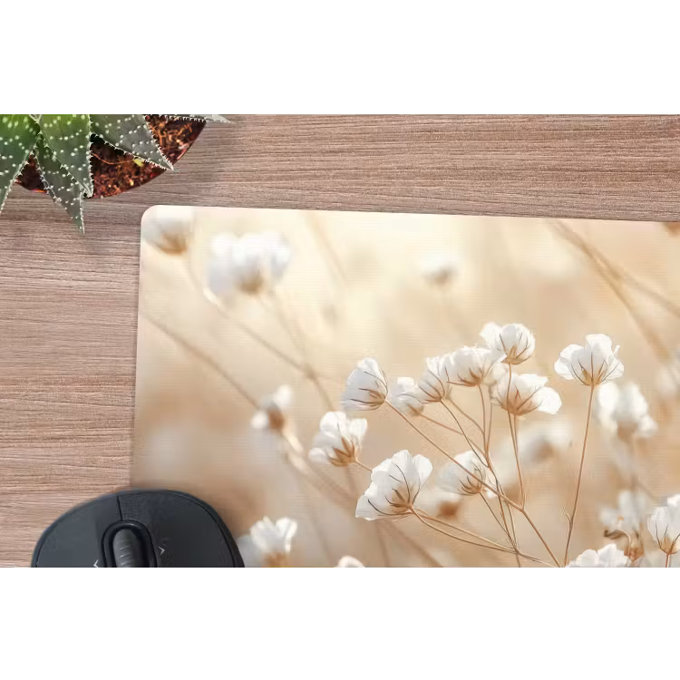 Wilde - Bloemen - Wit muismat rubber klein -closeup