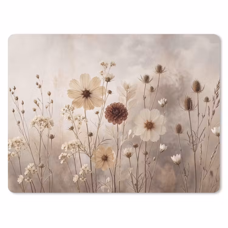 Wilde bloemen - Botanisch - Vintage - Natuur - Rustiek muismat rubber klein -3d
