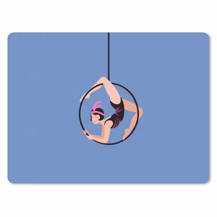 Vrouw - Aerial hoop - Art deco - Illustratie - Blauw muismat rubber klein -3d