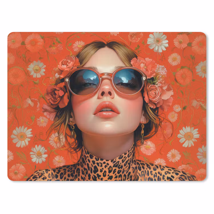 Vrouw - Kleurrijk - Dierenprint - Bloemen muismat rubber klein -3d