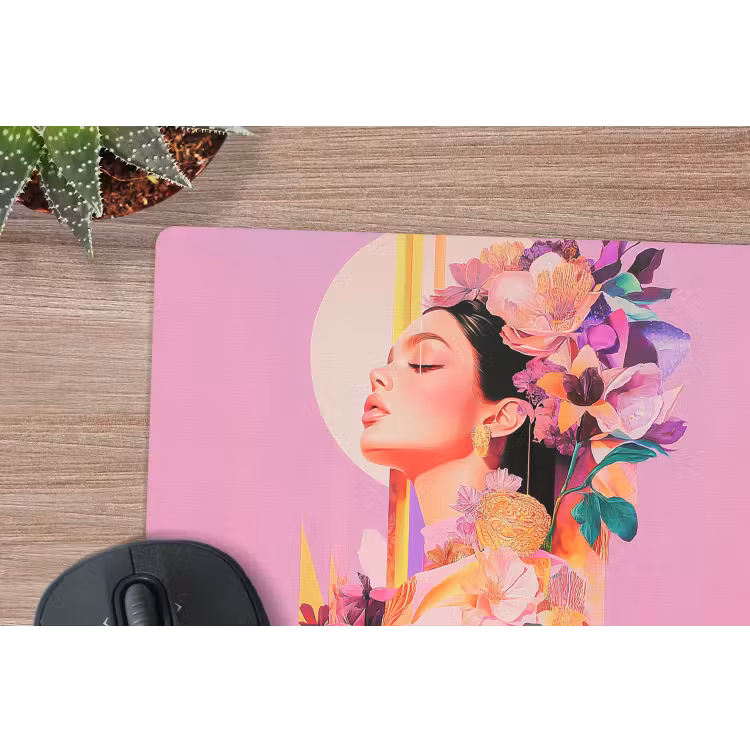 Vrouw - Bloemen - Paars - Abstract muismat rubber klein -closeup