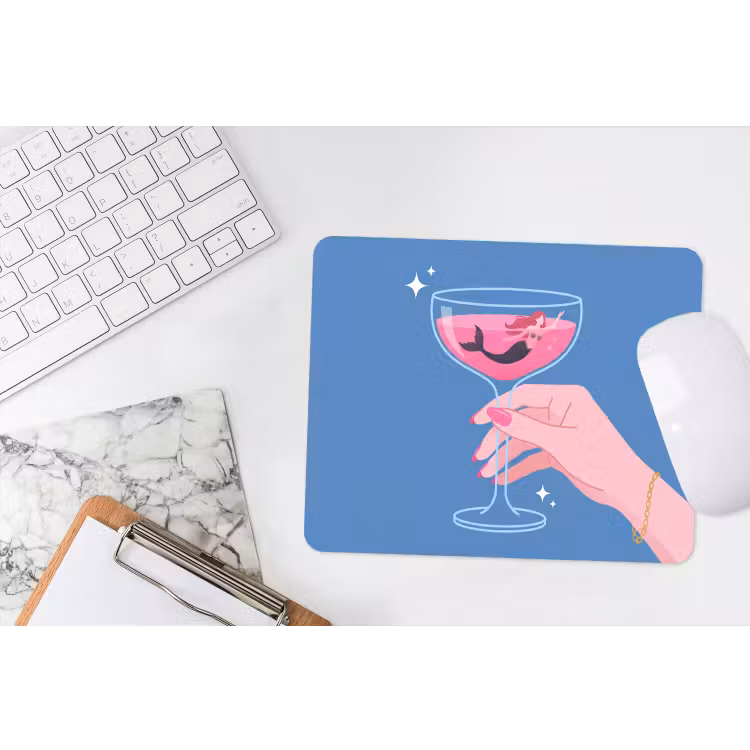 Vrouw - Glas - Abstract - Roze - Blauw muismat rubber klein -witbureau