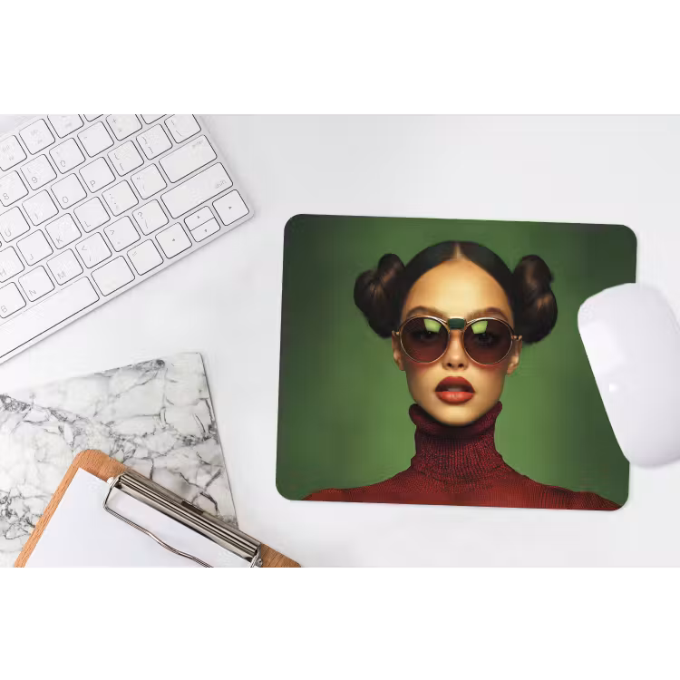 Vrouw - Groen - Bril - Aesthetic - Modern muismat rubber klein -witbureau