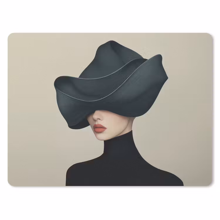 Vrouw - Groen - Hoed muismat rubber klein -3d
