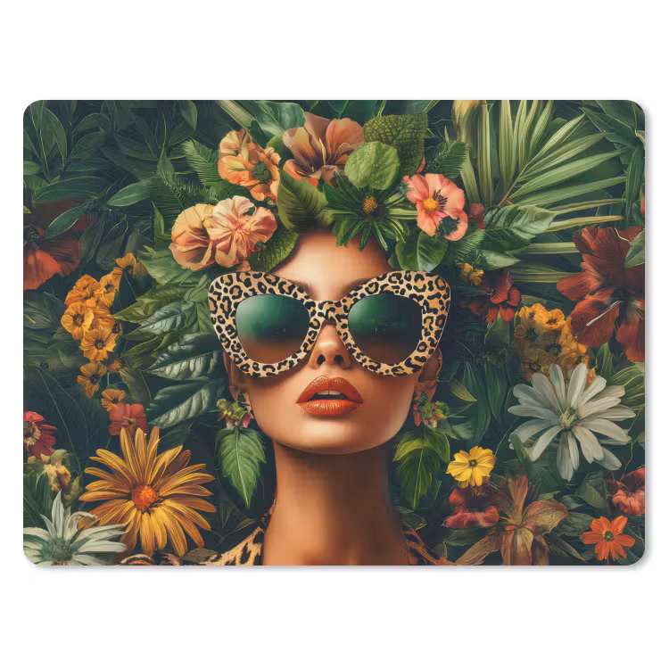 Vrouw - Panterprint - Jungle - Natuur - Luxe muismat rubber klein -3d