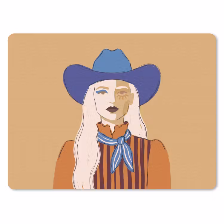 Vrouw - Portret - Abstract - Kleurrijk - Modern muismat rubber klein -3d