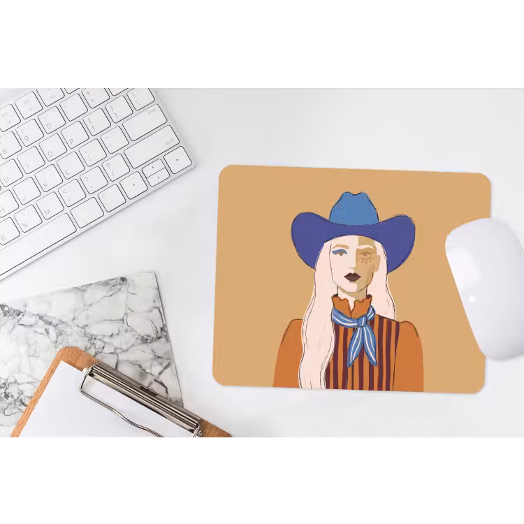 Vrouw - Portret - Abstract - Kleurrijk - Modern muismat rubber klein -witbureau