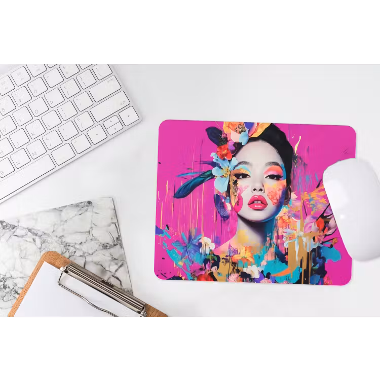 Vrouw - Portret - Abstract - Paars muismat rubber klein -witbureau
