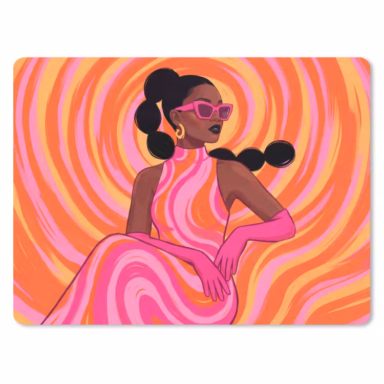 Vrouw - Portret - Kunst - Abstract - Roze muismat rubber klein -3d