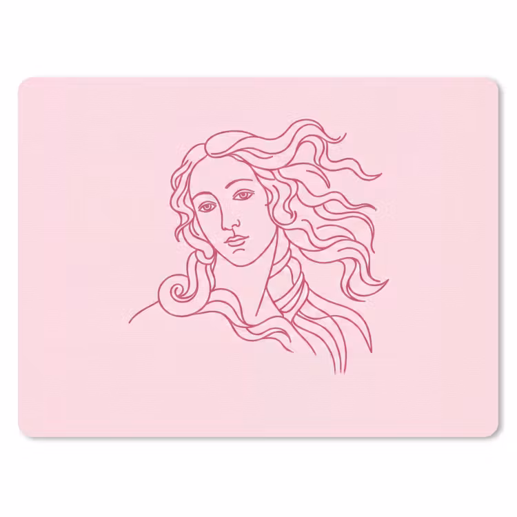Vrouw - Portret - Klassiek - Line-art - Roze muismat rubber klein -3d