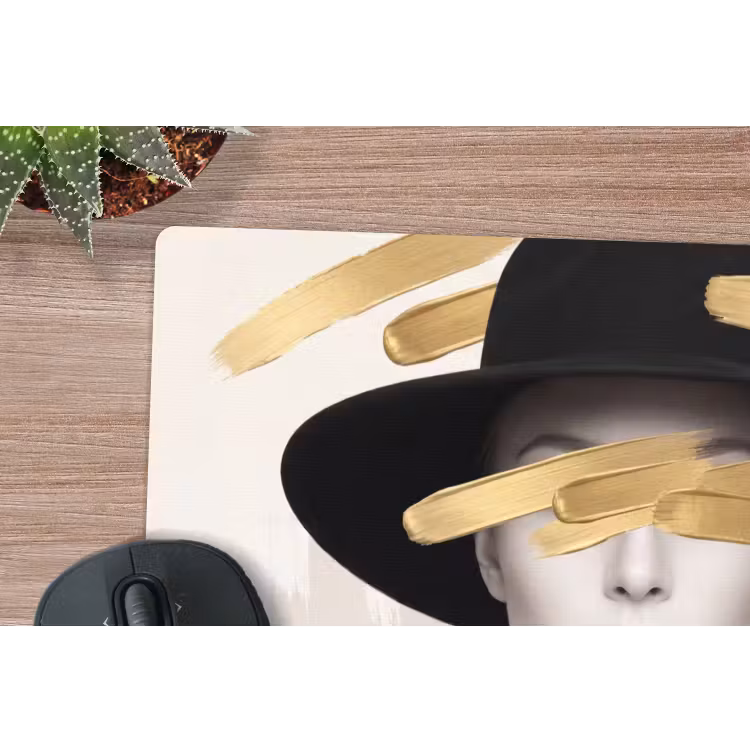 Vrouw - Portret - Modern - Goud - Kunst muismat rubber klein -closeup