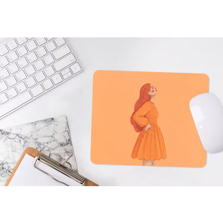 Vrouw - Profiel - Mensen - Modern - Oranje muismat rubber klein -witbureau