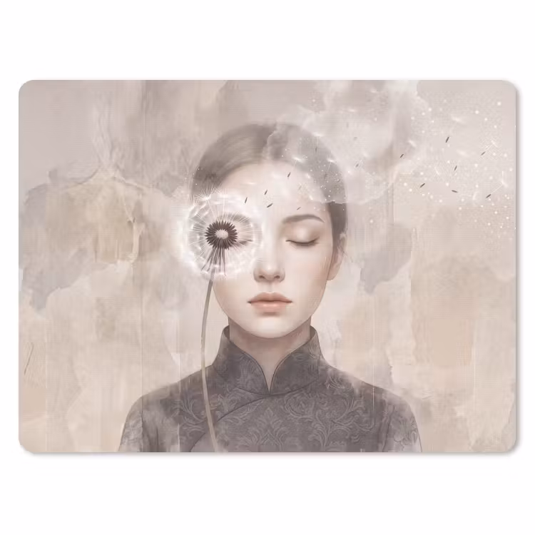 Vrouw - Sereen - Grijs muismat rubber klein -3d