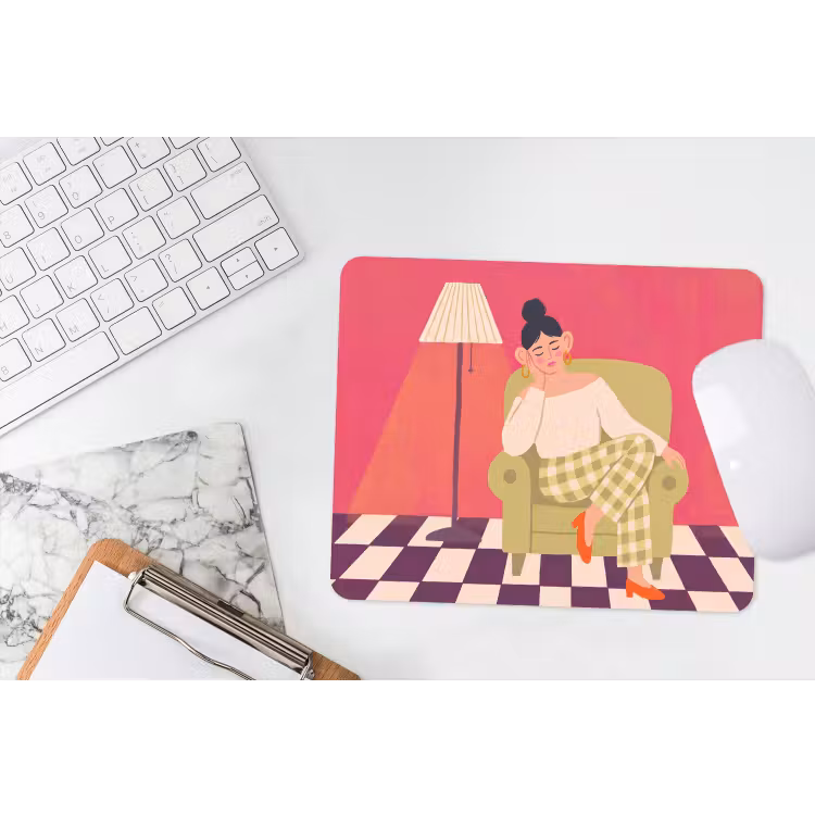 Vrouw - Rust - Interieur - Modern - Kunst muismat rubber klein -witbureau
