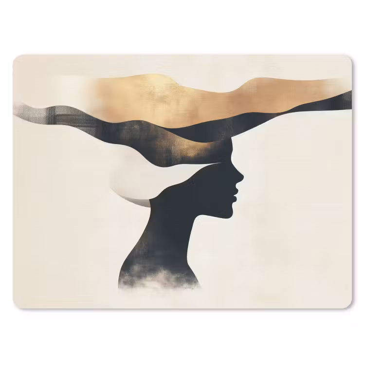 Vrouw - Golven - Zwart muismat rubber klein -3d