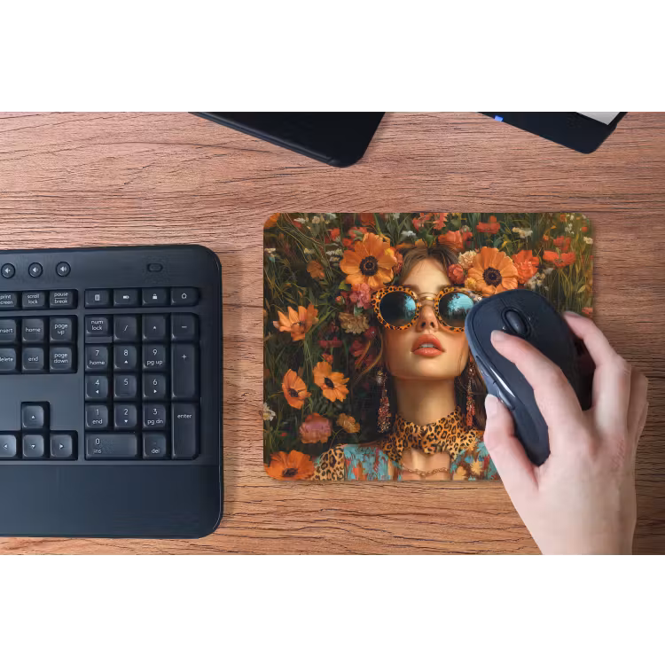 Vrouwen - Bloemen - Modern - Bril - Abstract muismat rubber klein -toetsenbord
