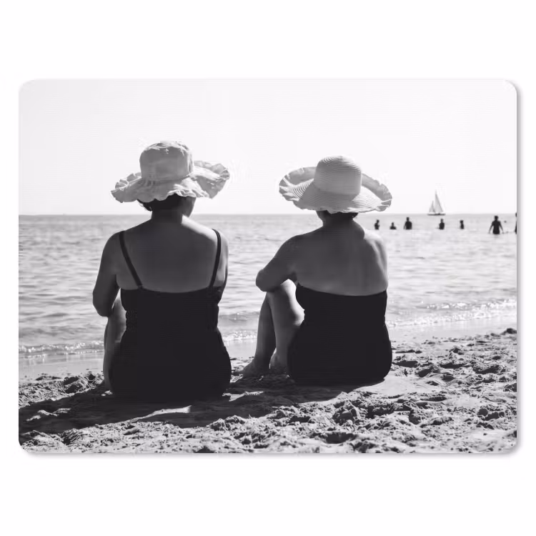 Vrouwen - Zonnehoed - Strand - Zwart - Wit muismat rubber klein -3d