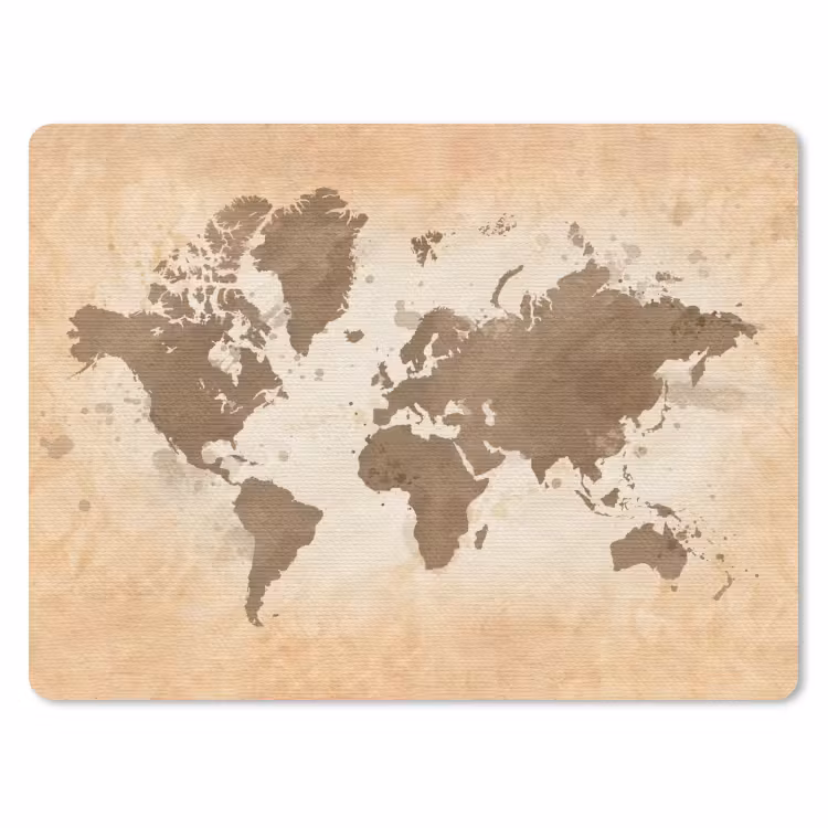 Wereldkaart - Beige - Bruin muismat rubber klein -3d
