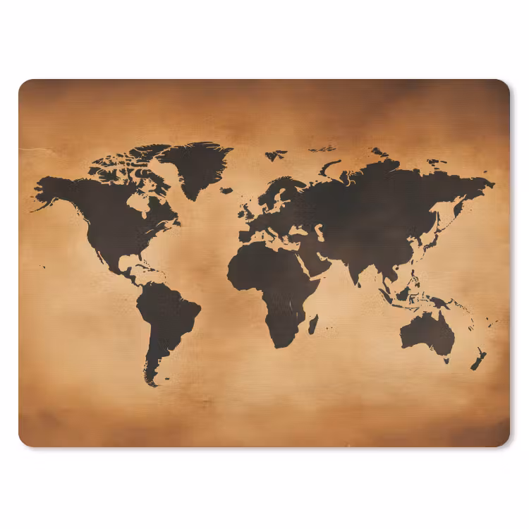 Wereldkaart - Bruin - Kaart muismat rubber klein -3d