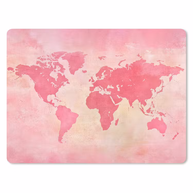 Wereldkaart - Roze - Vaag muismat rubber klein -3d