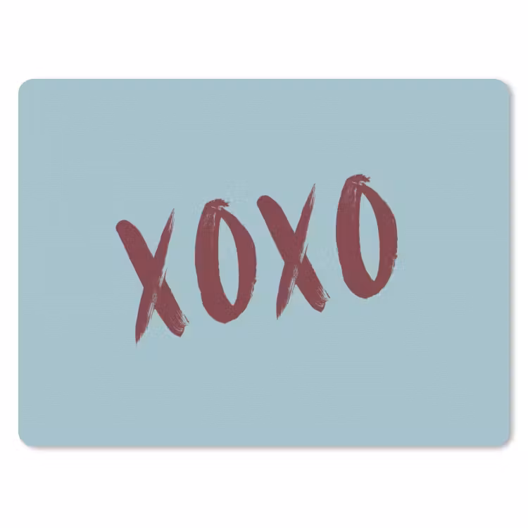 XOXO - Blauw - Rood muismat rubber klein -3d