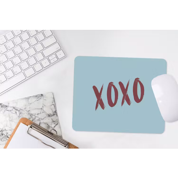 XOXO - Blauw - Rood muismat rubber klein -witbureau