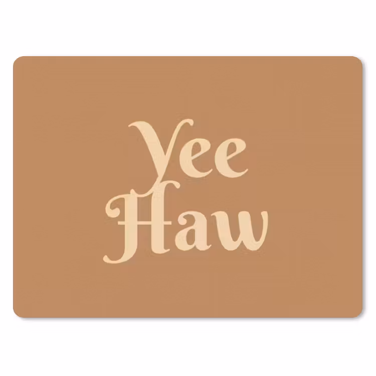 Yee haw - Bruin - Minimalistisch muismat rubber klein -3d