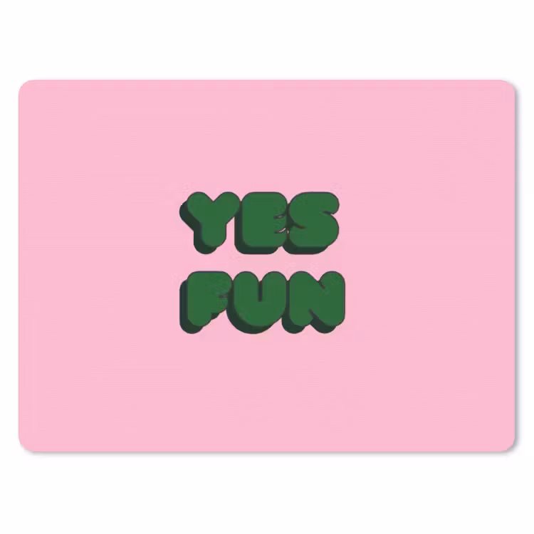 Yes fun - Groen - Roze muismat rubber klein -3d