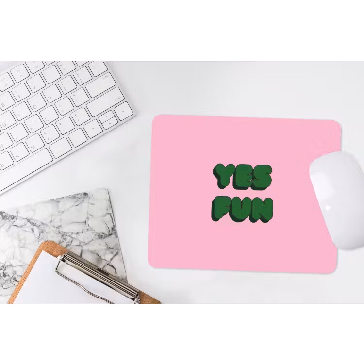 Yes fun - Groen - Roze muismat rubber klein -witbureau