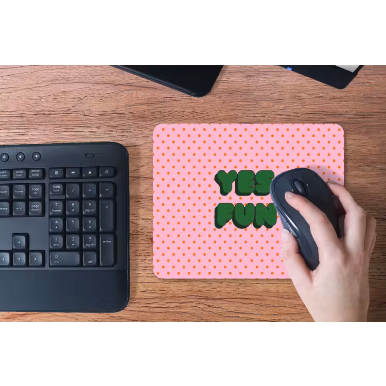 Yes fun - Groen - Roze - Stippen muismat rubber klein -toetsenbord