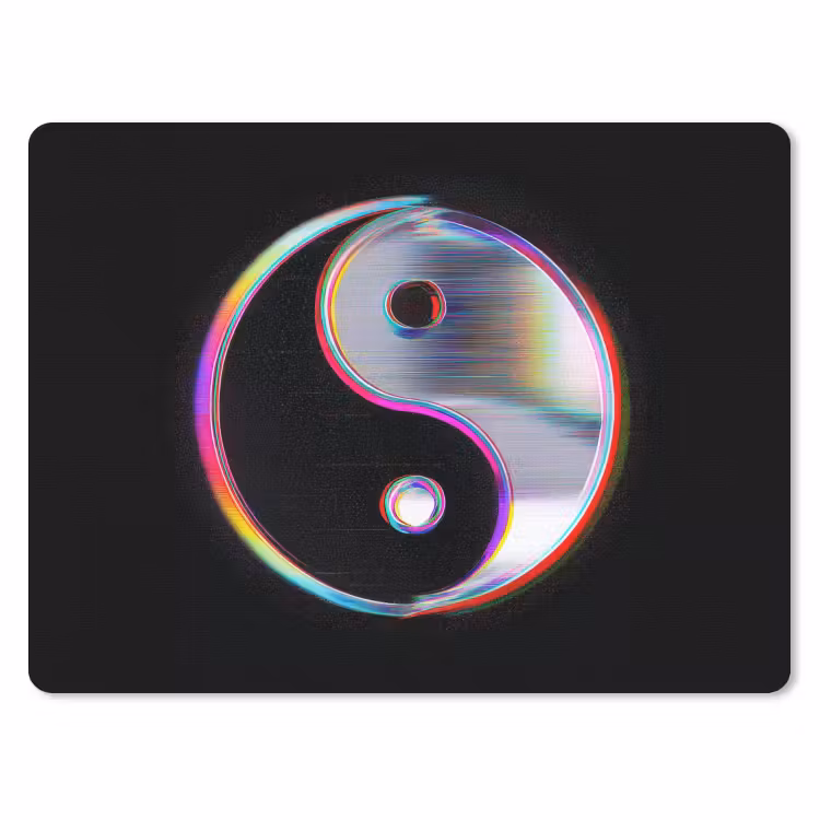Yin-Yang - Cirkel - Regenboog muismat rubber klein -3d