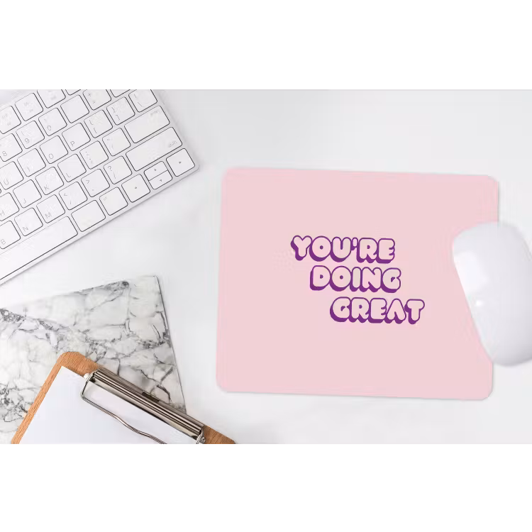 You're doing great - Roze - Bubble letters muismat rubber klein -witbureau