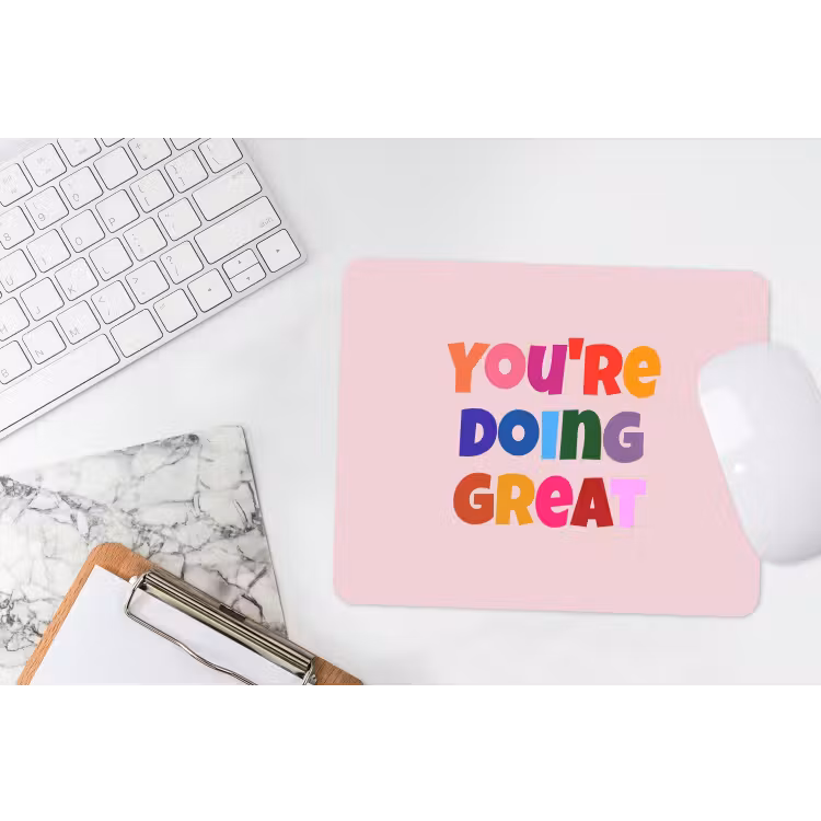 You're doing great - Roze - Kleurrijk muismat rubber klein -witbureau