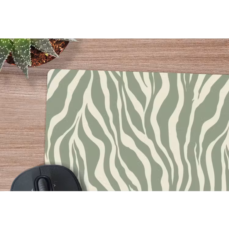 Zebra - Motief - Groen muismat rubber klein 262 -closeup