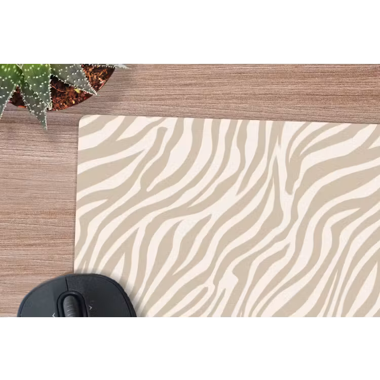 Zebra - Patroon - Beige muismat rubber klein 262 -closeup
