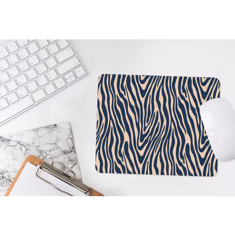 Zebra - Patroon - Blauw - Beige muismat rubber klein 262 -witbureau