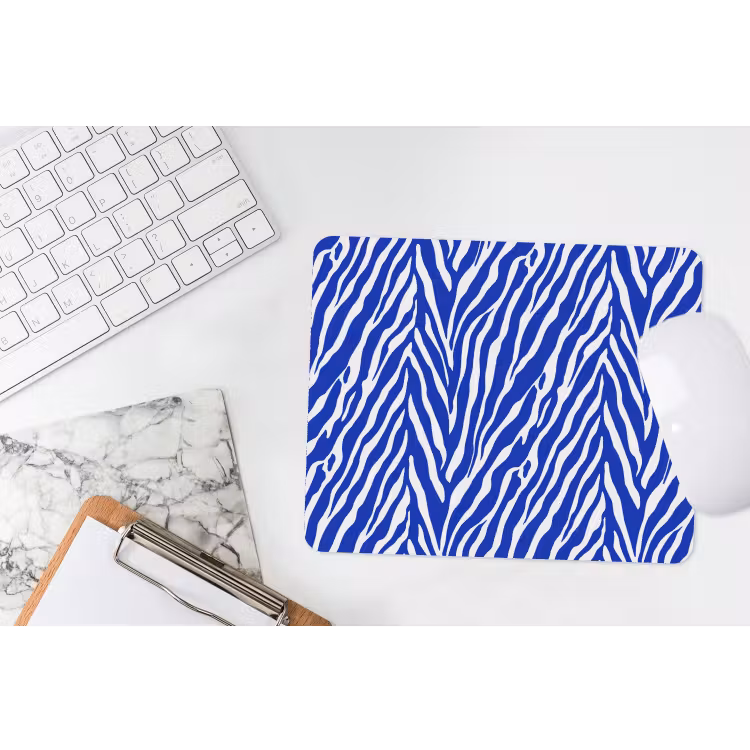 Zebra - Patroon - Kobalt - Blauw muismat rubber klein 262 -witbureau