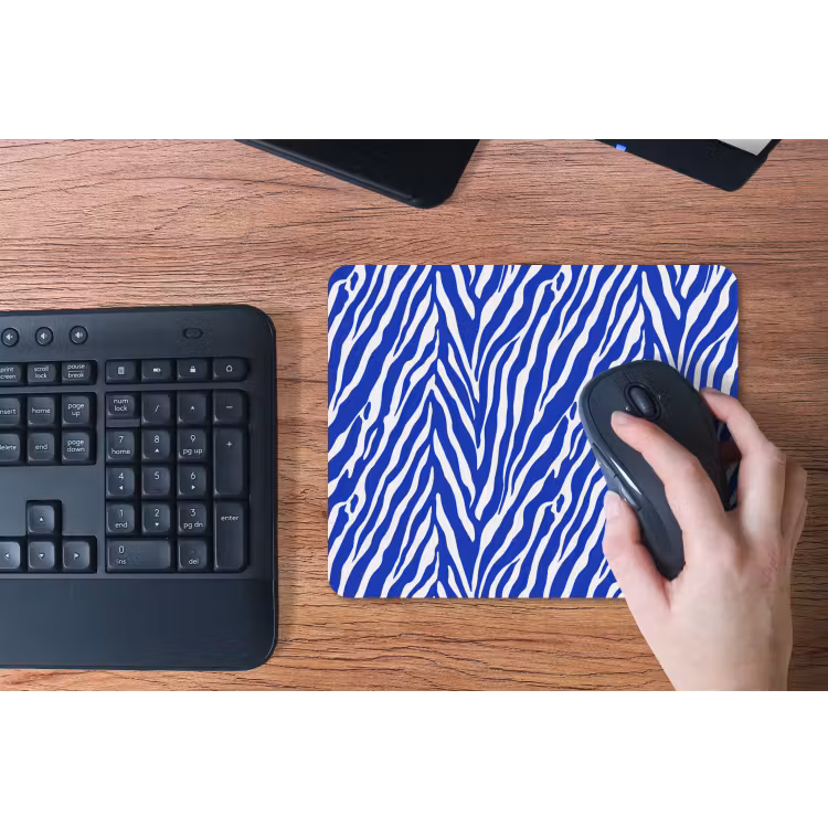 Zebra - Patroon - Kobalt - Blauw muismat rubber klein 262 -toetsenbord