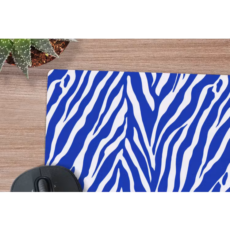 Zebra - Patroon - Kobalt - Blauw muismat rubber klein 262 -closeup