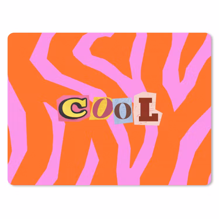 Zebraprint - Grafisch - COOL - Oranje muismat rubber klein -3d