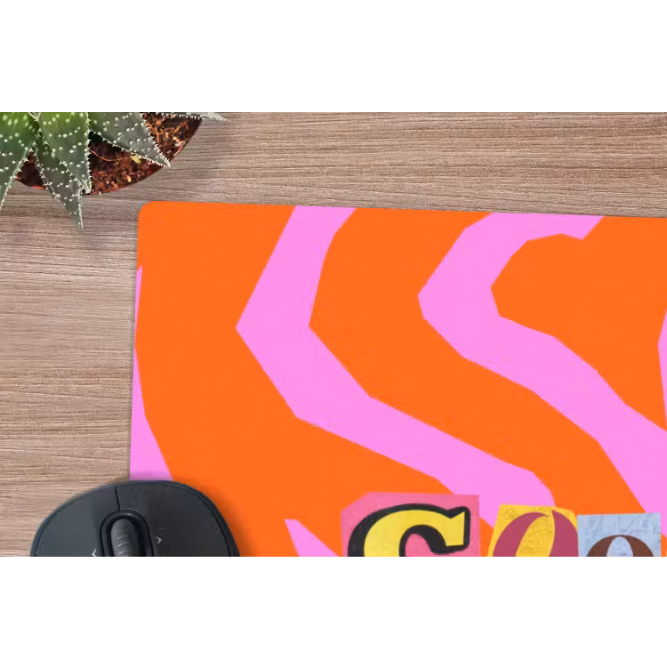 Zebraprint - Grafisch - COOL - Oranje muismat rubber klein -closeup