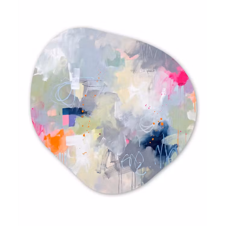 Abstract - Kleurrijk - Modern - Kunst Wandcirkel Organisch Forex 3mm klein -3d
